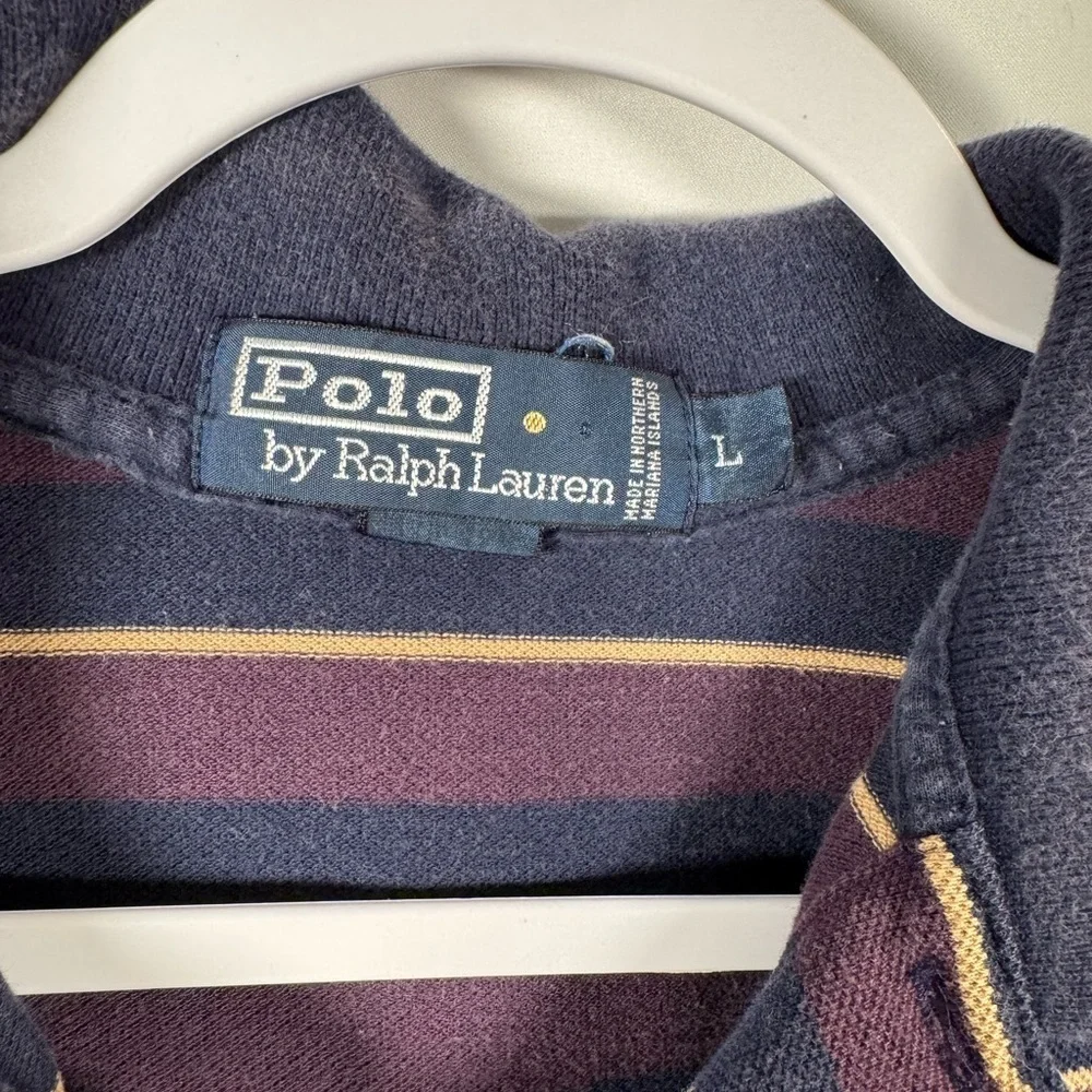 Polo by Ralph Lauren Vintage Navy, Yellow & Burgundy Striped L